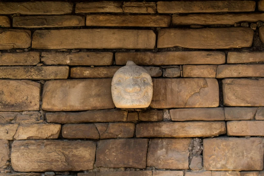 The sculpted head in Chavín de Huántar, located in Áncash, Peru