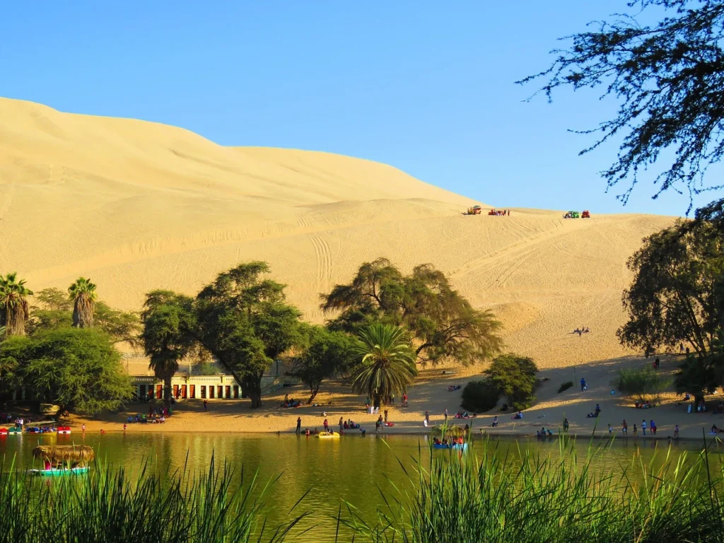 The Huacachina Lagoon, the oasis in the Ica desert, Peru