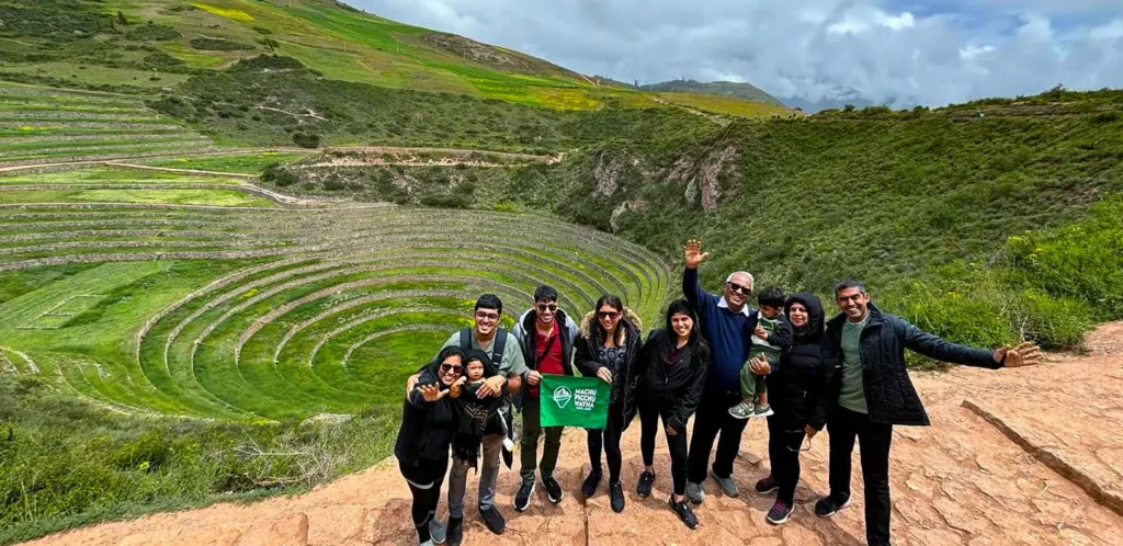 Tourists Visiting the Moray Archaeological Site with Our Maras, Moray, and Salt Mines Tour