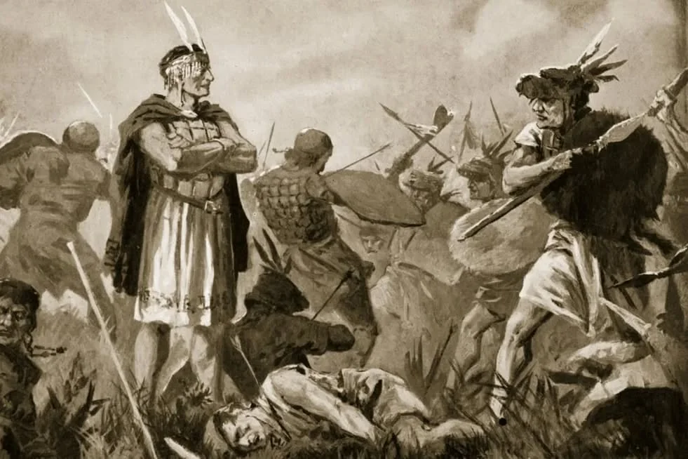 Imagem da guerra civil entre Huascar e Atahualpa