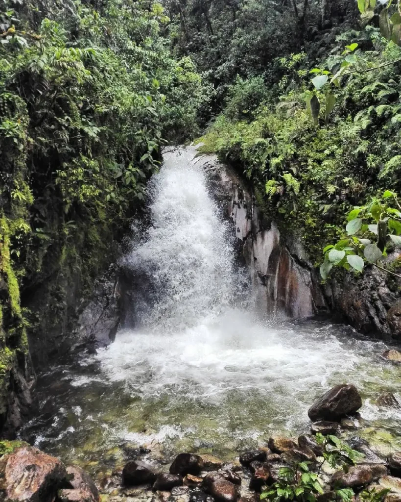 Waterfall in the Mandor Gardens in Machu Picchu