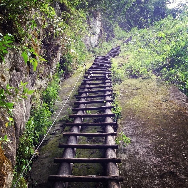 Stairs on the Putucusi Mountain circuit near Machu Picchu Mountain