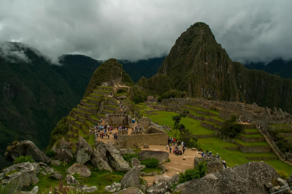 Tourists at the Machu Picchu ruins