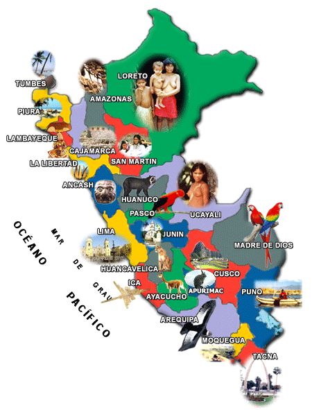 MAPA DEL PERU Map of Peru’s three natural regions: coast, highlands, and jungle