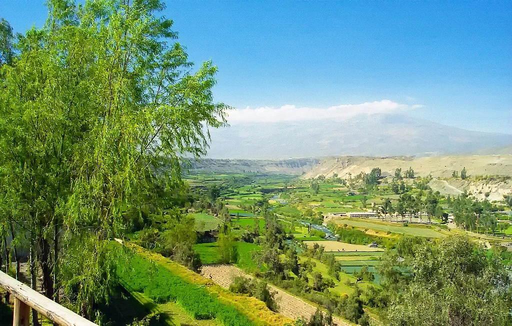 Campina arequipena y rio Chili desde el Mirador de Chilina Arequipa countryside and Chili River from Chilina viewpoint