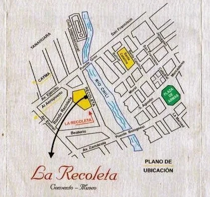 MAPA CONVENTO LA RECOLETA Map location of La Recoleta Convent Arequipa