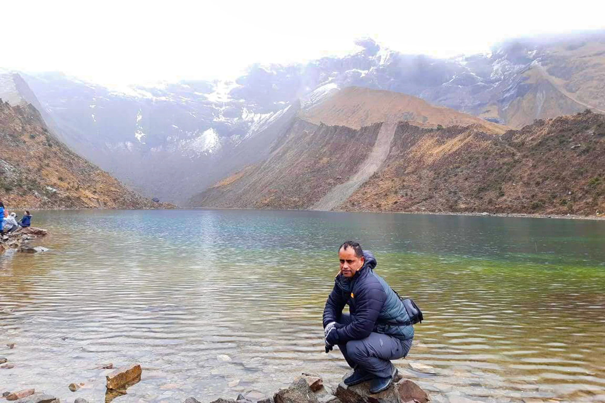 Humantay Lake in rain Humantay Lake in rain